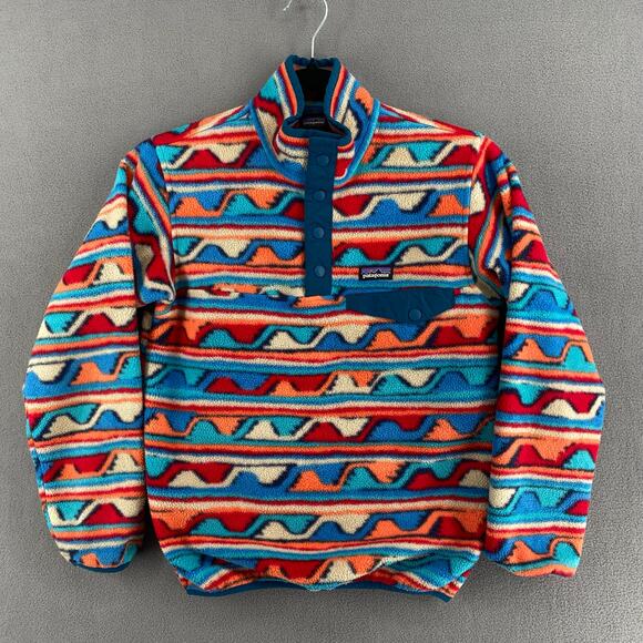 Patagonia Lightweight Synchilla Snap T Pullover Boys M 10 Delta Ramble Red